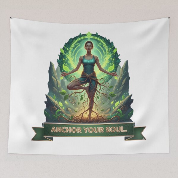 Item preview, Anchor Your Soul T-Shirt | Tree Pose Yoga Art | Nature Meditation & Grounding High Gloss Pop Art designed and sold by BoldBloomArt.