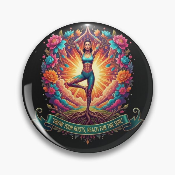 Item preview, Grow Your Roots Reach For The Sun Yoga Tree Pose Stability Pop Art designed and sold by BoldBloomArt.