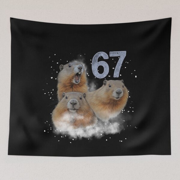 Item preview, Three Groundhog Six Seven 6 7 Groundhog Howling at The Moon designed and sold by BornBorn.