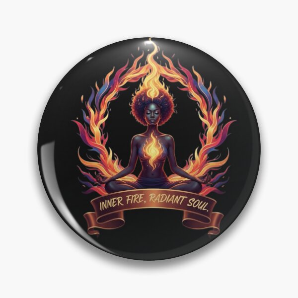 Item preview, Inner Fire Radiant Soul Yoga Meditation Black Woman Empowerment Art Flame designed and sold by BoldBloomArt.