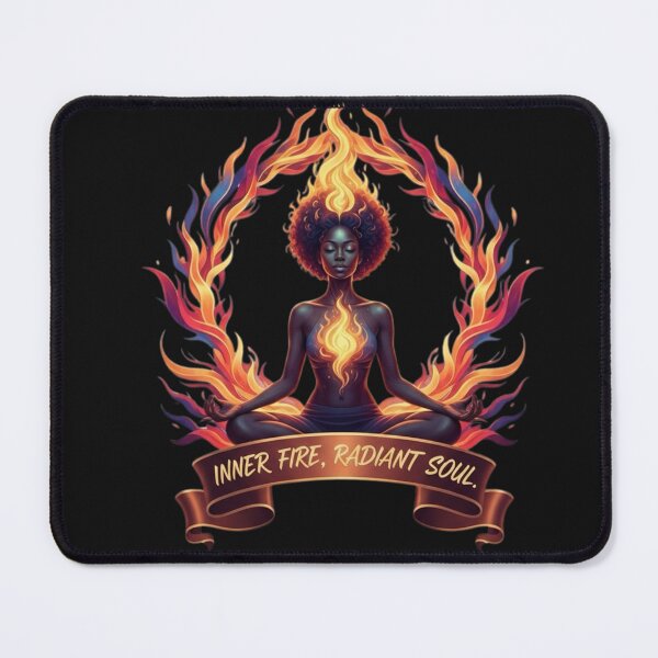 Item preview, Inner Fire Radiant Soul Yoga Meditation Black Woman Empowerment Art Flame designed and sold by BoldBloomArt.