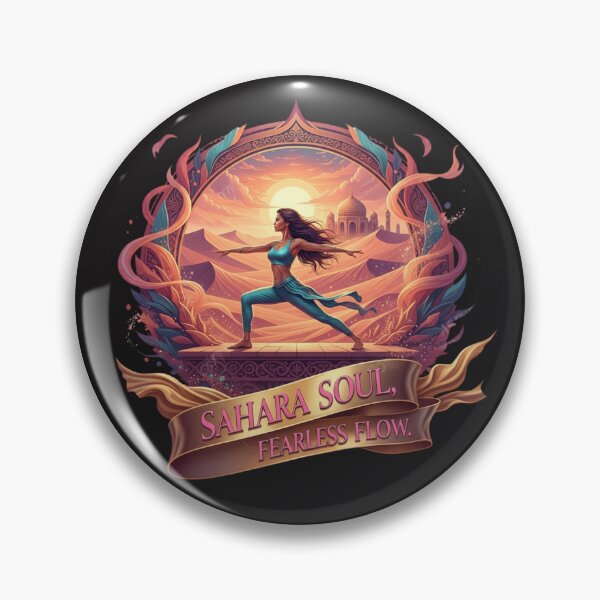 Item preview, Sahara Soul Fearless Flow Desert Yoga Art Warrior Pose Empowerment Sunrise designed and sold by BoldBloomArt.