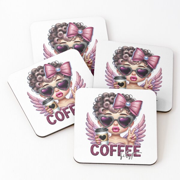Item preview, Coffee First Glam Angel Girl, Cute Sparkly Coffee Art designed and sold by FunnyTeeByMe.