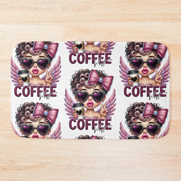 Item preview, Coffee First Glam Angel Girl, Cute Sparkly Coffee Art designed and sold by FunnyTeeByMe.