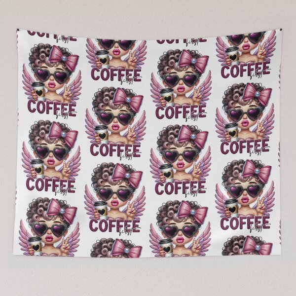 Item preview, Coffee First Glam Angel Girl, Cute Sparkly Coffee Art designed and sold by FunnyTeeByMe.