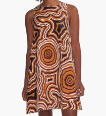 Aboriginal Art - Wege - Authentisches Design A-Linien Kleid