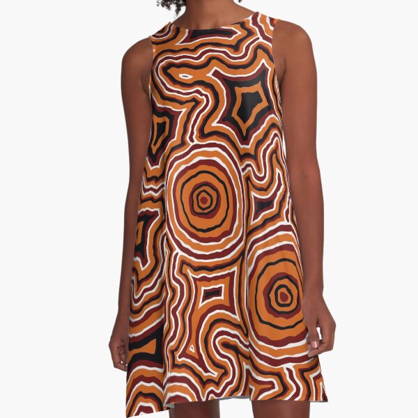 Authentic Aboriginal Art - Pathways - Authentic Design A-Line Dress