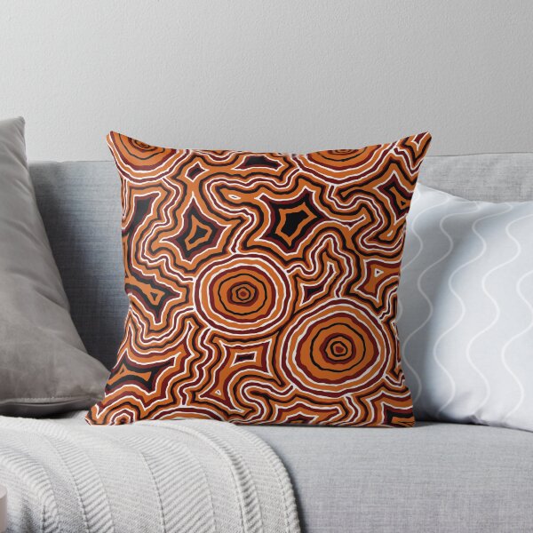 Authentic Aboriginal Art - Pathways - Authentic Design Throw Pillow