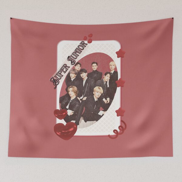 Item preview, Super Junior K-Pop Legacy Tribute Kpop boy group Art members portrait illustration Red Aesthetic Collage Design designed and sold by AJUNICE STUDIO.