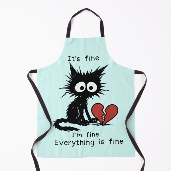 Item preview, It's fine I'm fine everything is fine, Sad Black Cat with Broken Heart designed and sold by BreezifyDesignStudio.
