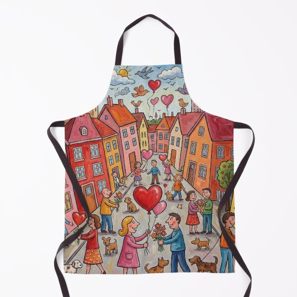 Item preview, City of Love - Naive Art Colorful Street Scene designed and sold by SavinMercantile.