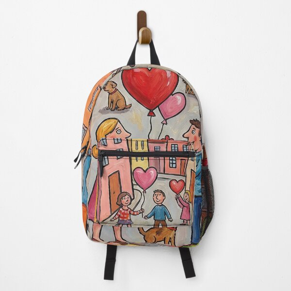Item preview, City of Love - Naive Art Colorful Street Scene designed and sold by SavinMercantile.