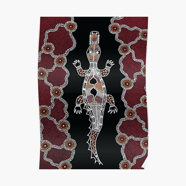 Authentic Aboriginal Art - Crocodile Authentic Designs Poster