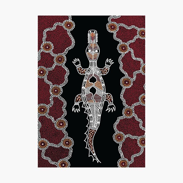 Authentic Aboriginal Art - Crocodile Authentic Designs Photographic Print