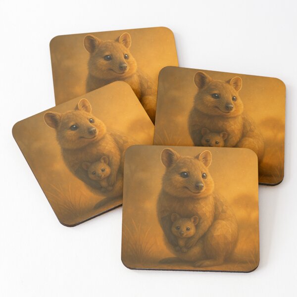 Item preview, Quokka Mother & Joey Wall Art  – Golden Glow designed and sold by GeoWild Designs.