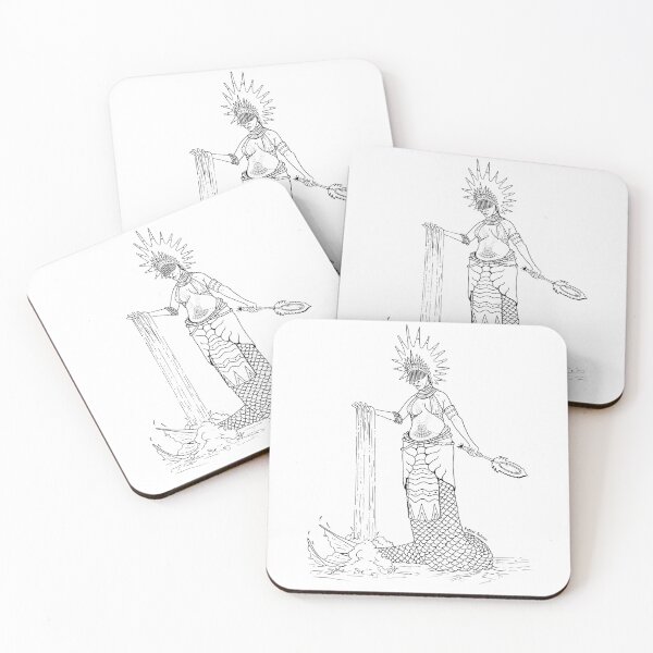 Item preview, Sea Spirit Queen – Mythical Water Deity Line Art Illustration designed and sold by RafarteAntunes.