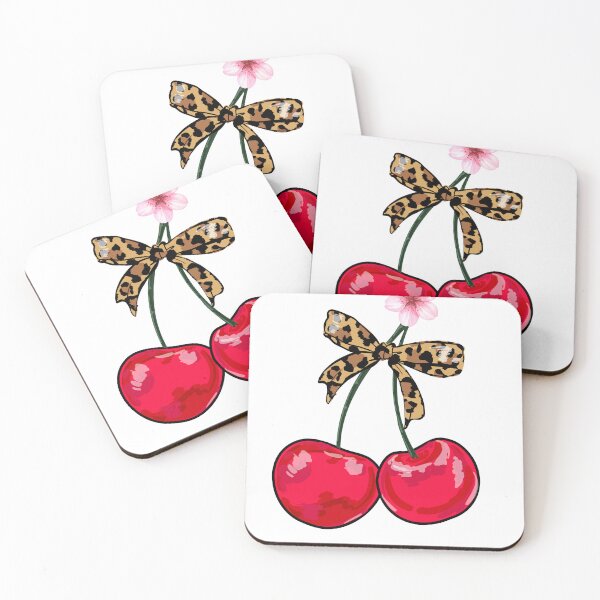 Item preview, leopard bow cherries sticker designed and sold by NUREYY STUDİO.