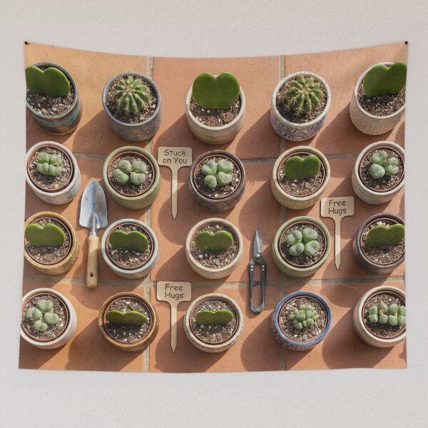 Item preview, Stuck On You - Heart Cactus & Succulent Knolling designed and sold by SavinMercantile.