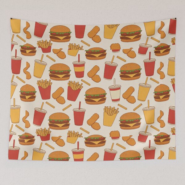 Item preview, Fast food burgers fries drinks seamless pattern design designed and sold by SassyArtistry.
