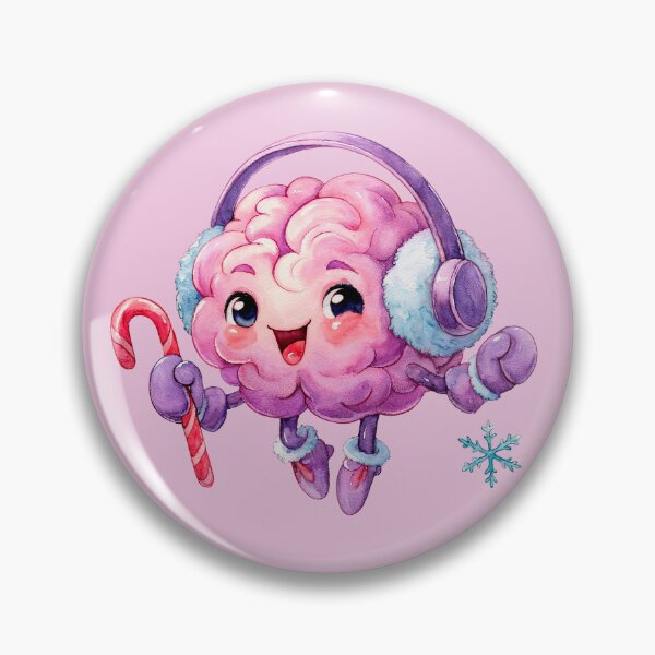 Item preview, Winter Brain. Cute Brain with Headphones and Candy Cane designed and sold by Anastasiia Yurevych.