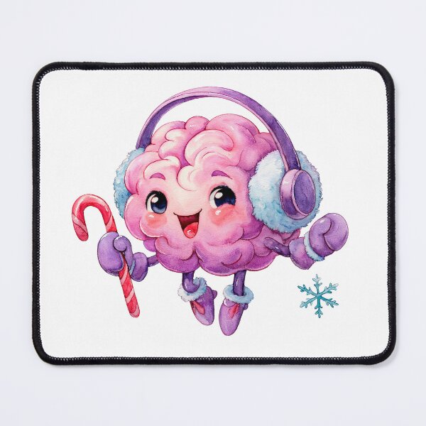 Item preview, Winter Brain. Cute Brain with Headphones and Candy Cane designed and sold by Anastasiia Yurevych.