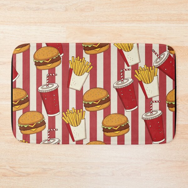 Item preview, Seamless fast food pattern with burgers fries drinks designed and sold by SassyArtistry.