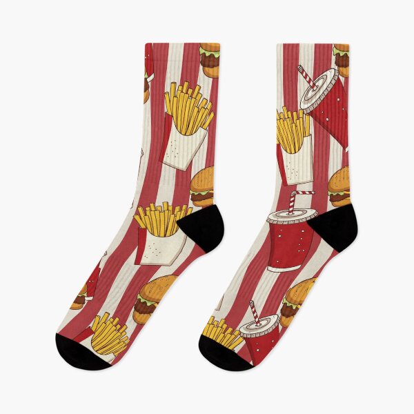 Item preview, Seamless fast food pattern with burgers fries drinks designed and sold by SassyArtistry.