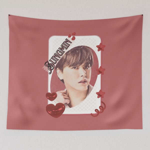 Item preview, Super Junior Sungmin K-Pop Legacy Tribute Kpop boy group Art members portrait illustration Red Aesthetic Collage Design designed and sold by AJUNICE STUDIO.