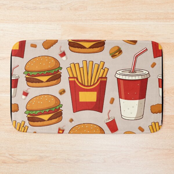 Item preview, Seamless fast food pattern with burgers fries drinks designed and sold by SassyArtistry.