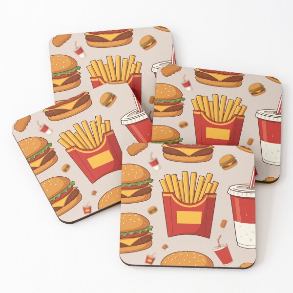 Item preview, Seamless fast food pattern with burgers fries drinks designed and sold by SassyArtistry.