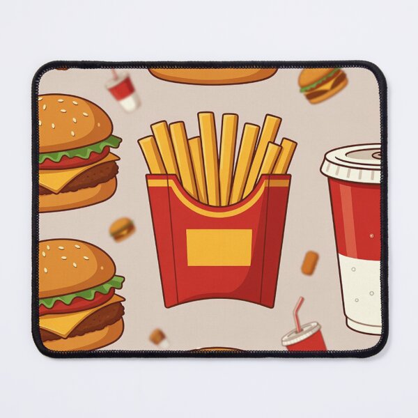 Item preview, Seamless fast food pattern with burgers fries drinks designed and sold by SassyArtistry.