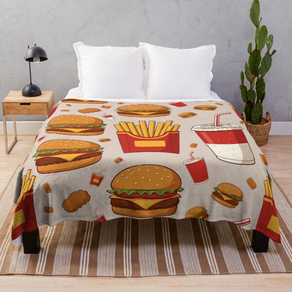 Item preview, Seamless fast food pattern with burgers fries drinks designed and sold by SassyArtistry.