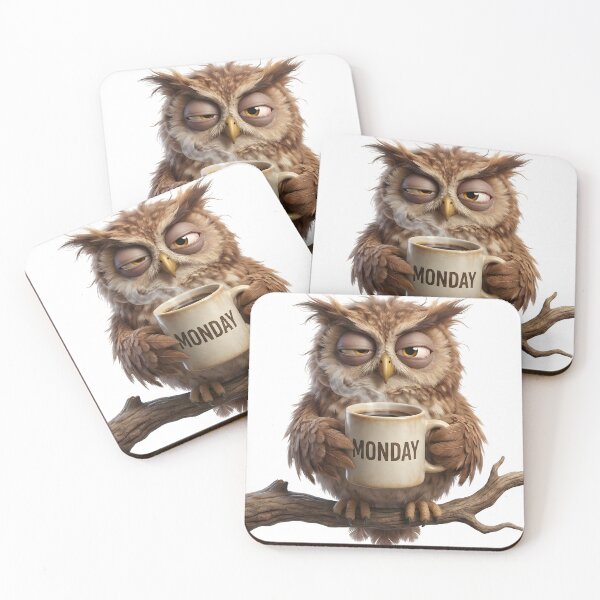 Item preview, Funny Exhausted Owl Hating Mondays with Coffee Mug designed and sold by TANKLI.