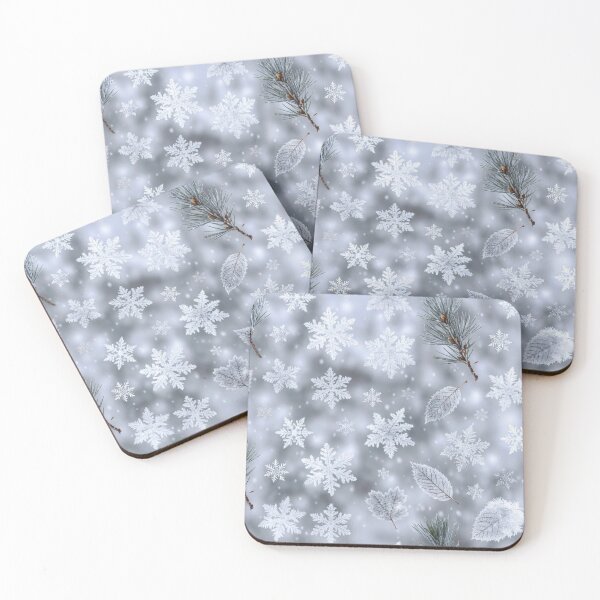 Item preview, Seamless winter pattern with snowflakes and frosted leaves designed and sold by SassyArtistry.