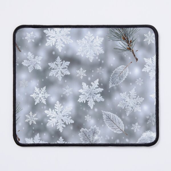 Item preview, Seamless winter pattern with snowflakes and frosted leaves designed and sold by SassyArtistry.
