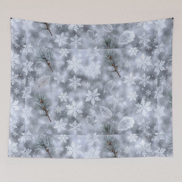 Item preview, Seamless winter pattern with snowflakes and frosted leaves designed and sold by SassyArtistry.