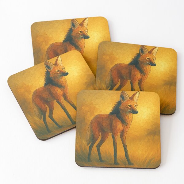 Item preview, Maned Wolf Wall Art-Mosaic Wilds – Maned Wolf in Golden Tones designed and sold by GeoWild Designs.