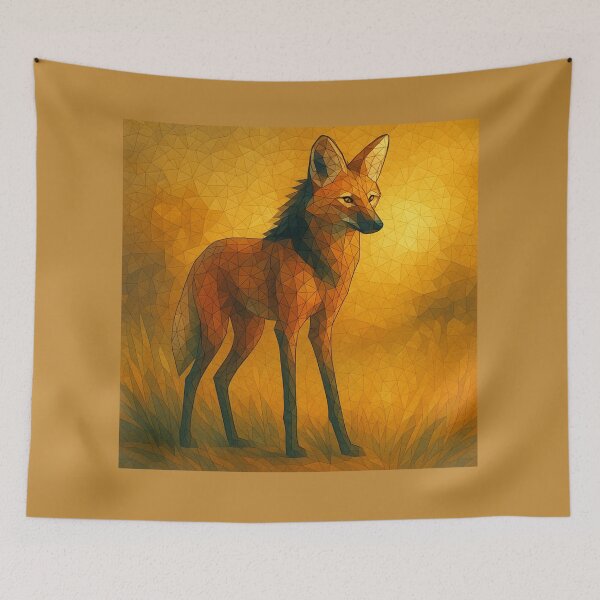 Item preview, Maned Wolf Wall Art-Mosaic Wilds – Maned Wolf in Golden Tones designed and sold by GeoWild Designs.