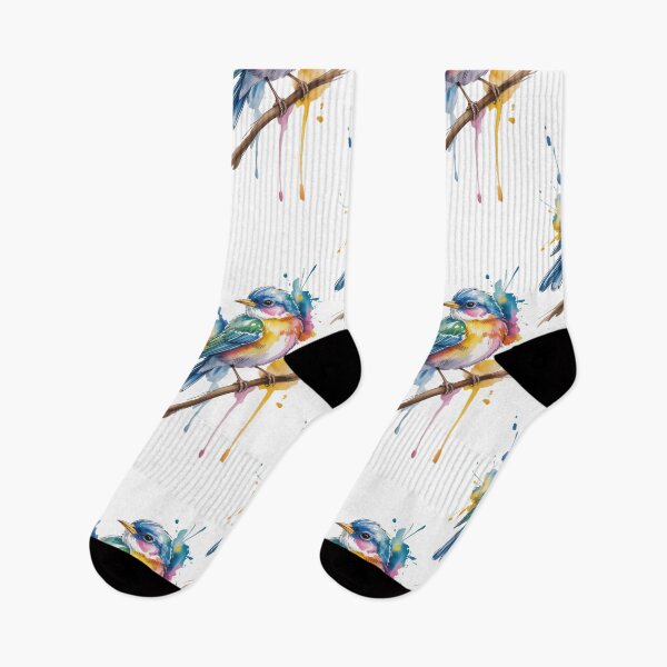 Item preview, Colorful Watercolor Bird Illustration on Branch designed and sold by EM&Maker.
