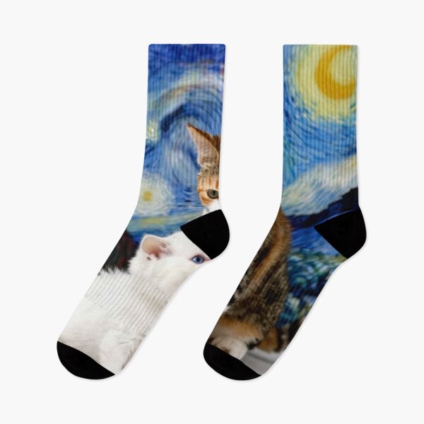 Item preview, tortoiseshell cat white kitten starry night colorful cute  designed and sold by SmashingDeals.