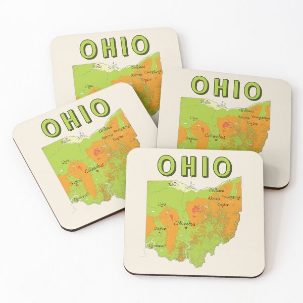 Item preview, Vibrant Ohio State Map & Major Cities - Modern Topography Design designed and sold by mashmosh.