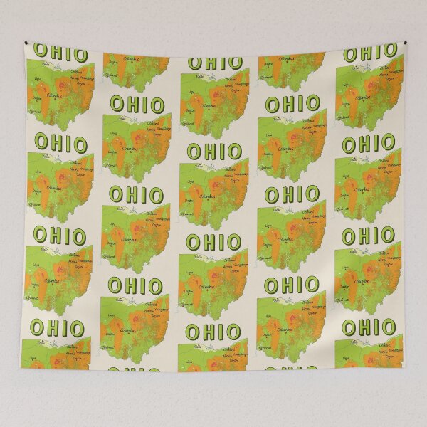 Item preview, Vibrant Ohio State Map & Major Cities - Modern Topography Design designed and sold by mashmosh.