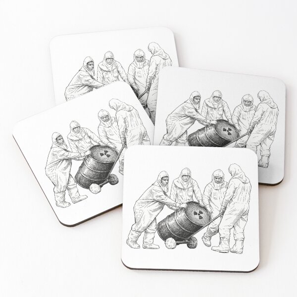 Item preview, HazMat Workers Moving A Nuclear Waste Barrel designed and sold by Naux | Design & Illustration.