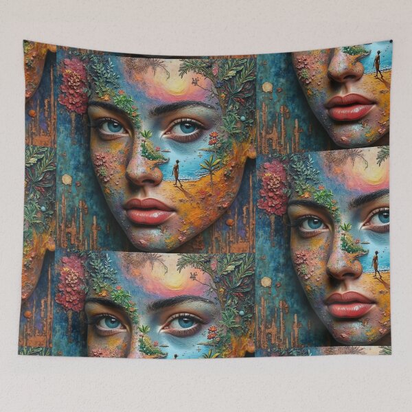 Item preview, “Girl Portrait with Nature Scene”  “Modern Girl Illustration in Nature”  “Stylish Girl Artwork with Outdoor Background”  “Contemporary Girl Portrait and Nature” designed and sold by TeutaDesings.