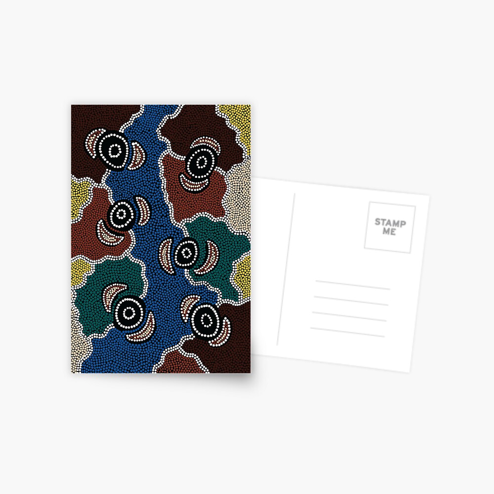 "Aboriginal Art Authentic Riverside Dreaming" Postcard by HogarthArts