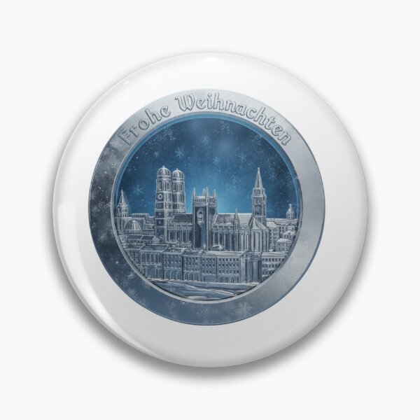 Item preview, Frozen 3D Chrome Munich Emblem – Frohe Weihnachten Metallic Christmas Badge designed and sold by Imaginarium of Chaos falcon88 .