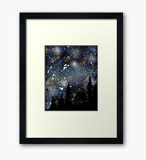 Cabin in the Night Woods Framed Print