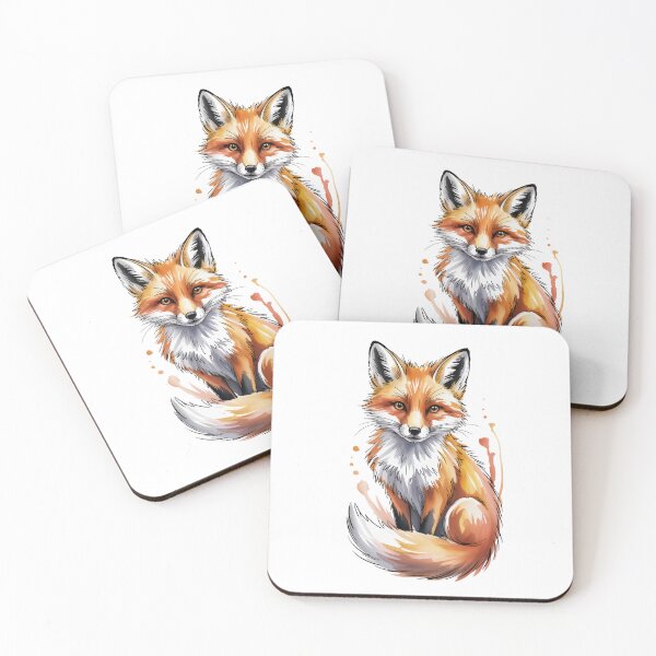Item preview, Watercolor Fox Illustration with Artistic Splash designed and sold by EM&Maker.