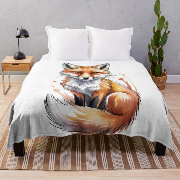 Item preview, Watercolor Fox Illustration with Artistic Splash designed and sold by EM&Maker.