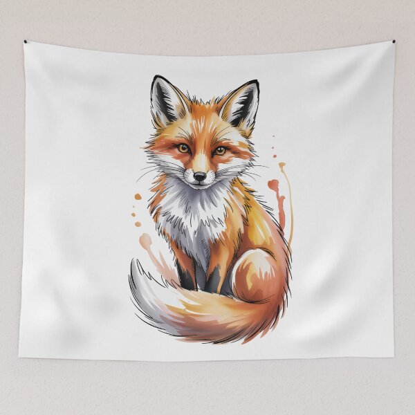 Item preview, Watercolor Fox Illustration with Artistic Splash designed and sold by EM&Maker.